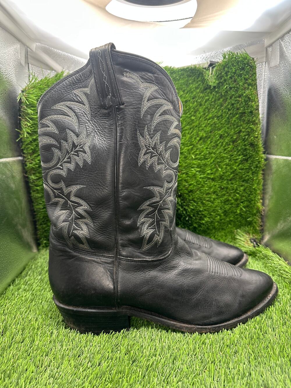 Tony Lama Segar Americana 7900 Western Boot Men 13 Black Leather Mid-Calf Cowboy